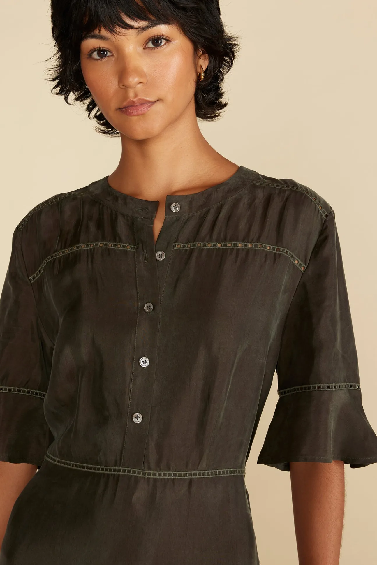 Adaline Embroidered Cupro Dress
