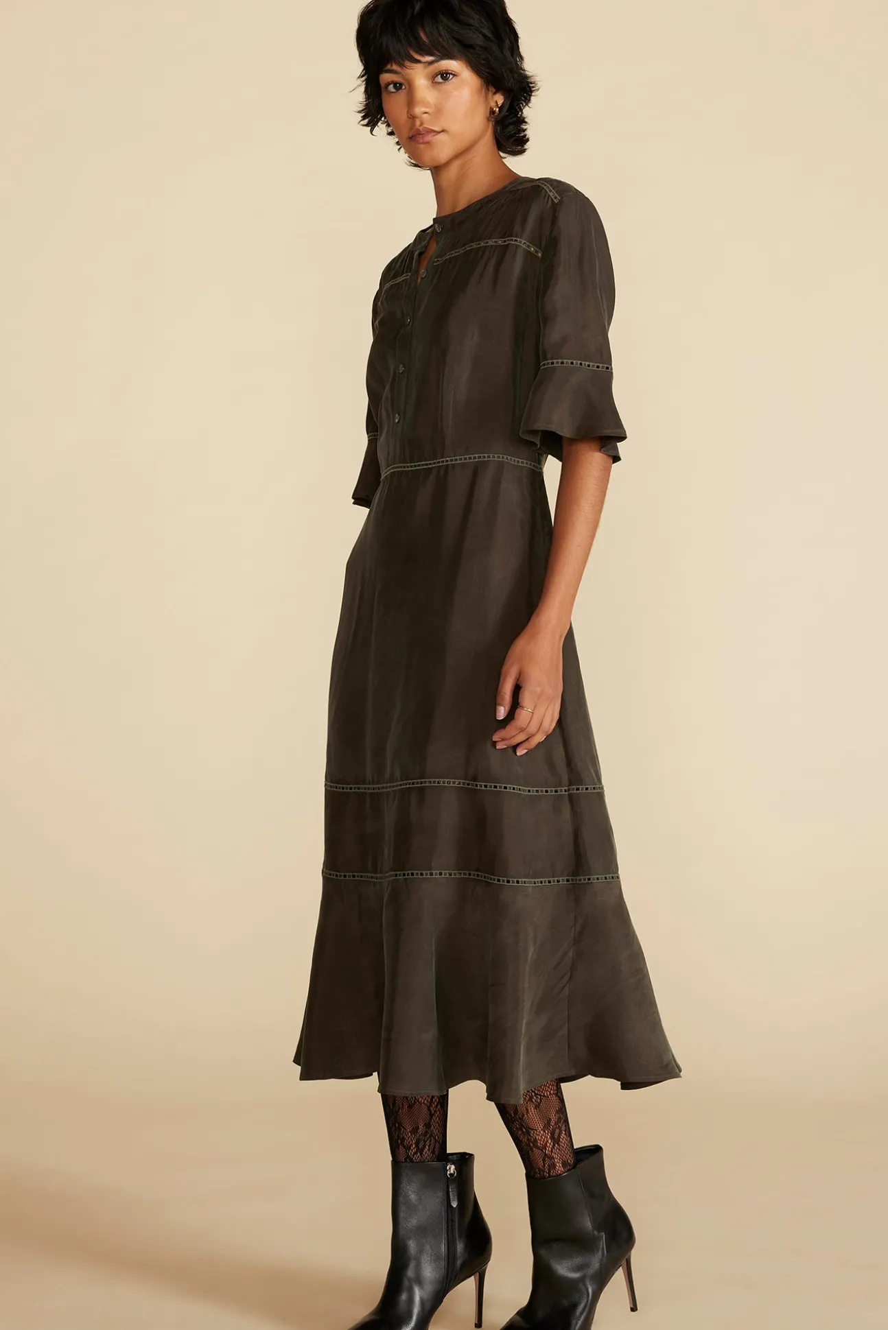 Adaline Embroidered Cupro Dress
