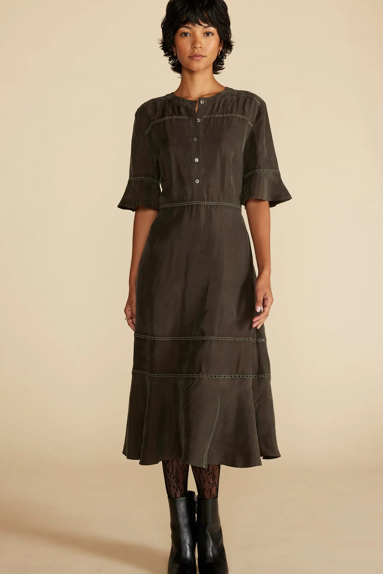Adaline Embroidered Cupro Dress