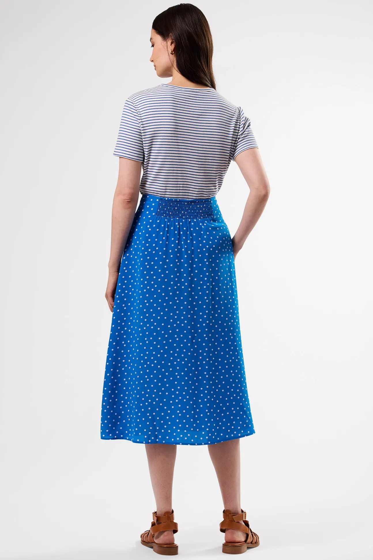 Button Front Washable Silk Skirt