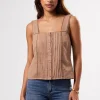 Crochet Trim Cotton Linen Tank