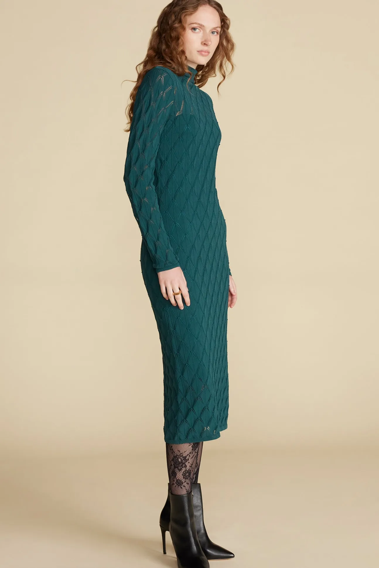 Dore Diamond Pointelle Midi Dress