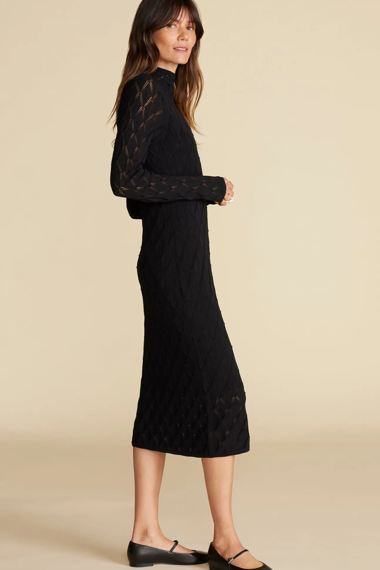 Dore Diamond Pointelle Midi Dress