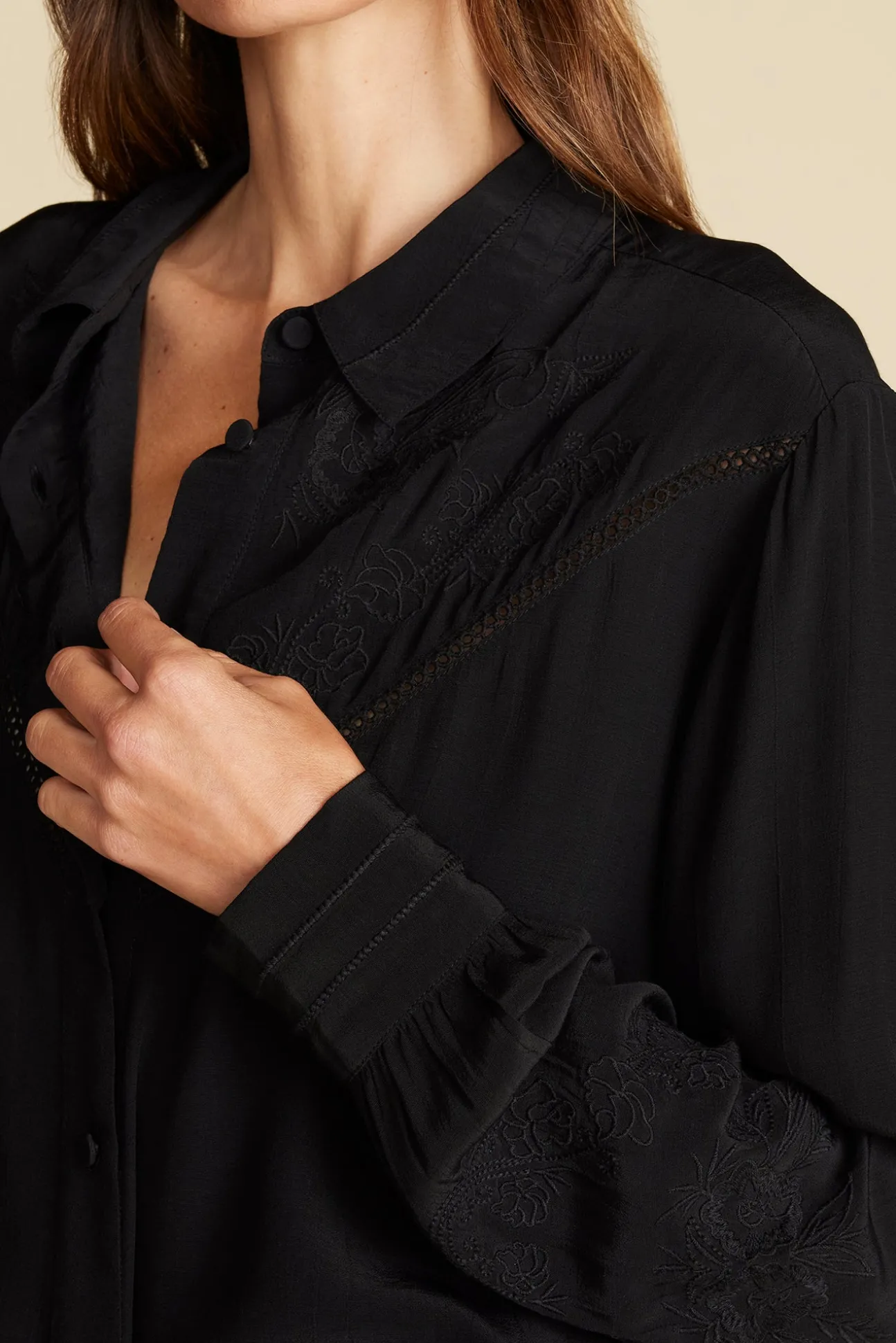 Melisande Embroidered Crepe Blouse
