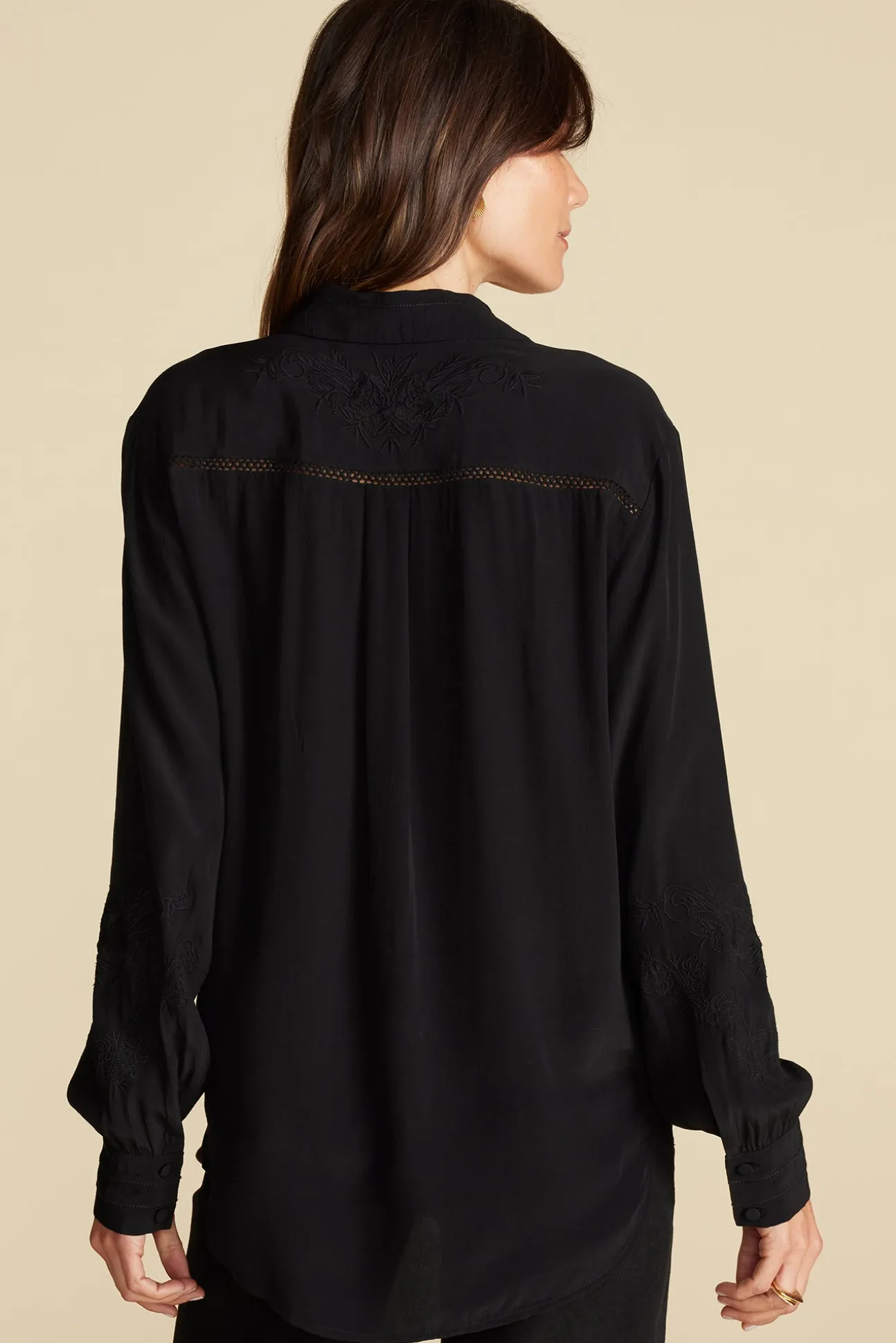 Melisande Embroidered Crepe Blouse