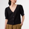 V Neck Cuff Sleeved Blouse