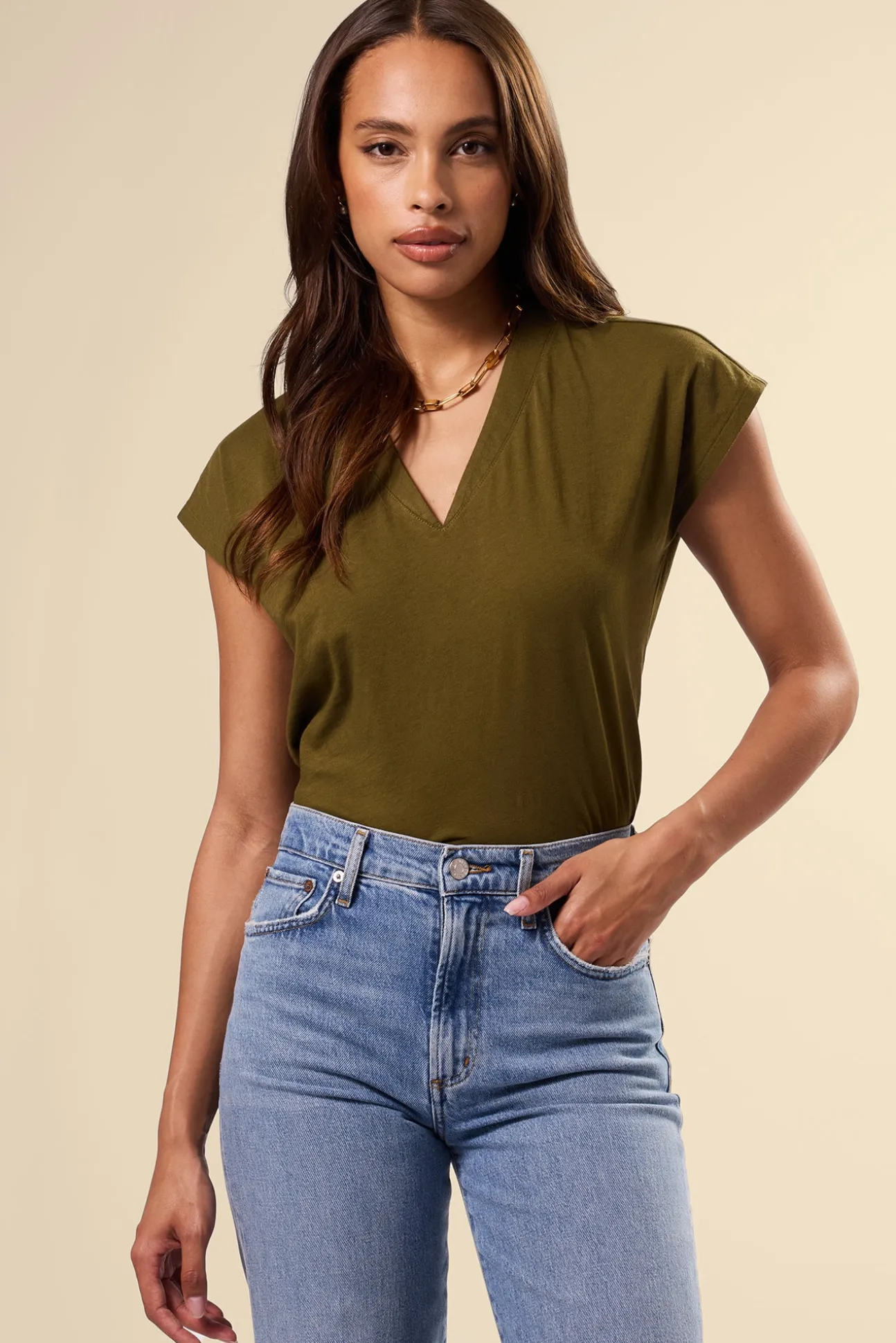V Neck Solid Tee
